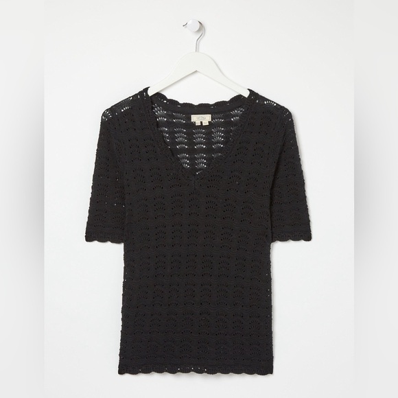 Fat Face Crochet Vienna 100% Cotton Knit Short Sleeve Blouse Top - Picture 5 of 11